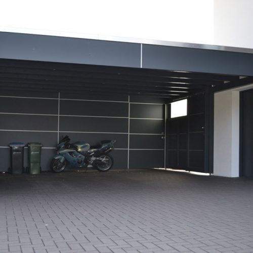 Doppelcarport mit Abstellraum aus HPL Platten in Schloß Holte