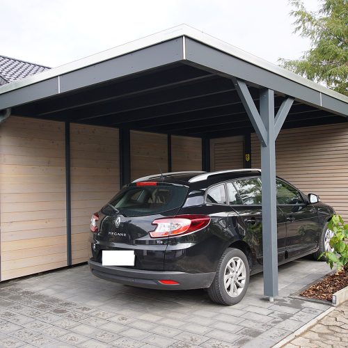 Flachdachcarport mit Abstellraum aus Lärchen Rhombus in Sennestadt