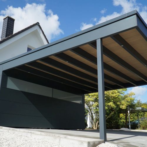 Flachdachcarport mit HPL Platten in Bielefeld